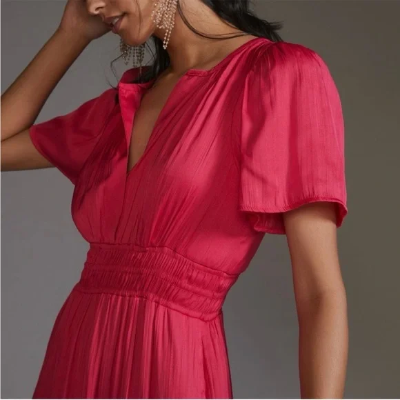 ANTHROPOLOGIE Somerset Maxi Dress, Magenta, XXS - Picture 3 of 11